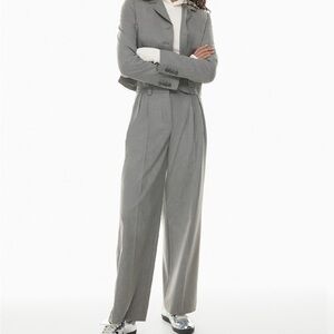 Aritzia Gray Wide-Leg Wool Blend Trousers